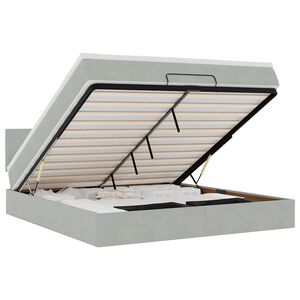 VidaXL Osmansk&aacute; posteľ s matracom a LED svetlosiv&aacute; 160x200cm zamat