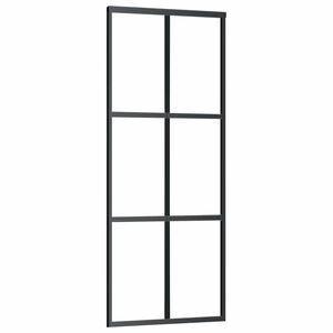 vidaXL Posuvn&eacute; dvere ESG sklo a hlin&iacute;k 76x205 cm čierne