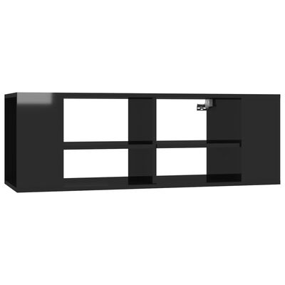vidaXL Nástenná TV skrinka, lesklá čierna 102x35x35cm kompozitné drevo
