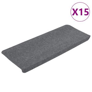 vidaXL Samolepiace n&aacute;&scaron;ľapy na schody 15 ks 65x24,5x3,5 cm siv&eacute;