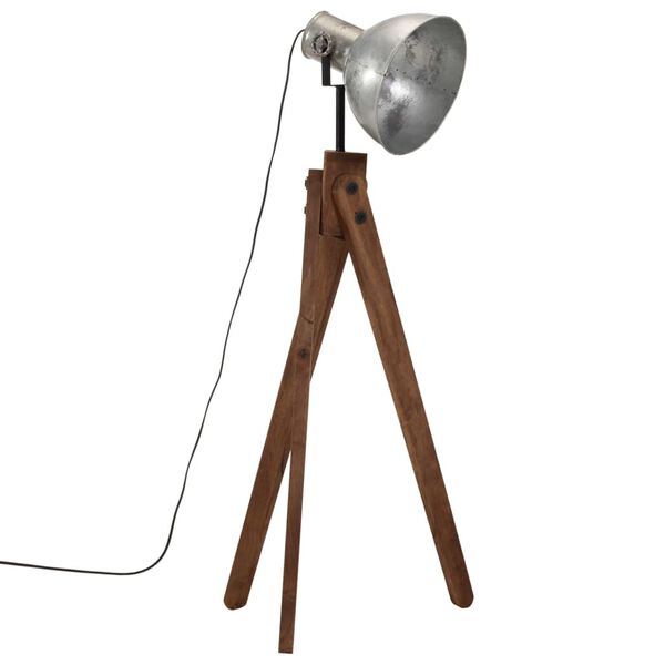 vidaXL Podlahov&aacute; lampa 25 W starožitn&aacute; strieborn&aacute; 45x45x120 cm E27