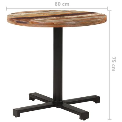 vidaXL Bistro stôl okrúhly Ø80x75 cm recyklovaný masív