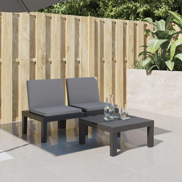 vidaXL Leh&aacute;tko na opaľovanie s vank&uacute;&scaron;ikmi antracitov&eacute; PP