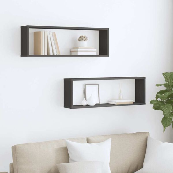 vidaXL N&aacute;stenn&eacute; police 2 ks, siv&eacute; 80x15x26,5 cm, kompozitn&eacute; drevo