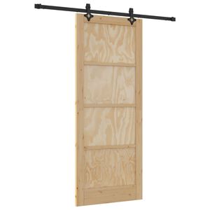 vidaXL Posuvn&eacute; dvere Pr&iacute;rodn&aacute; a čierna 86 x 211 cm Borovicov&yacute; mas&iacute;v