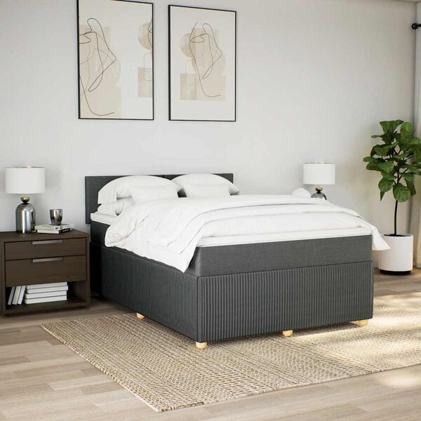 vidaXL Boxspring posteľ s matracom tmavosiv&aacute; 160x200 cm l&aacute;tka