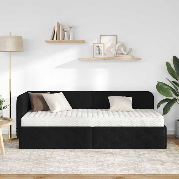 vidaXL Rohov&yacute; r&aacute;m postele s matracmi Čierna 80 x 200 cm l&aacute;tka