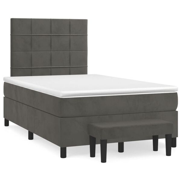 vidaXL Boxspring posteľ s matracom, tmavosiv&aacute; 120x190 cm, zamat