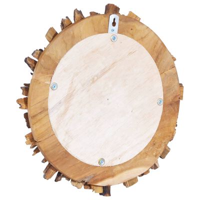 vidaXL Nástenné zrkadlo 60 cm okrúhle teakové drevo