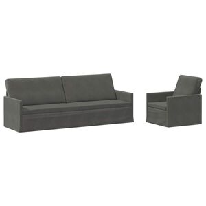 vidaXL Sada pohoviek 2 pcs Tmavosiv&aacute; Kord&uacute;rov&aacute; tkanina