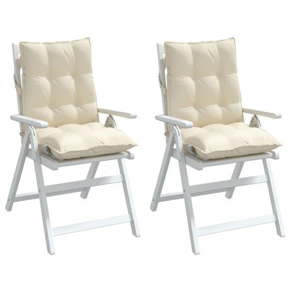 vidaXL Podložky na stoličky n&iacute;zke operadlo 2ks kr&eacute;mov&eacute; oxfordsk&aacute; l&aacute;tka