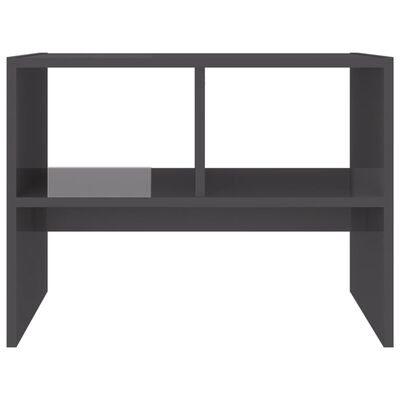 vidaXL Príručný stolík lesklý sivý 60x40x45 cm drevotrieska