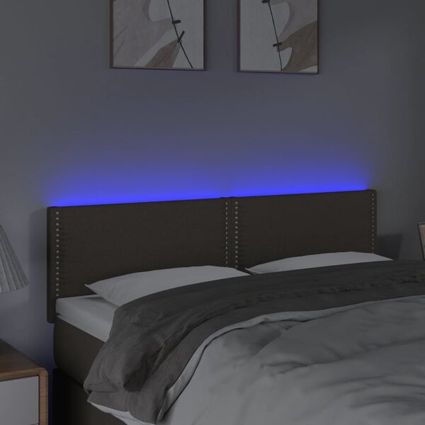 vidaXL Čelo postele s LED sivohned&eacute; 144x5x78/88 cm l&aacute;tka