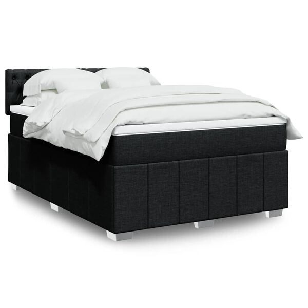 vidaXL Posteľn&yacute; r&aacute;m boxspring s matracom čierny 160x200 cm l&aacute;tka