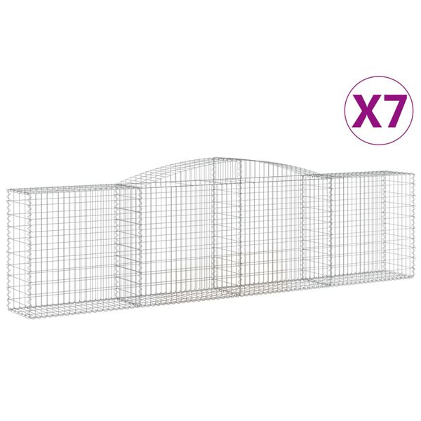 vidaXL Oblúkové gabiónové koše 7ks 400x50x100/120cm pozinkované železo