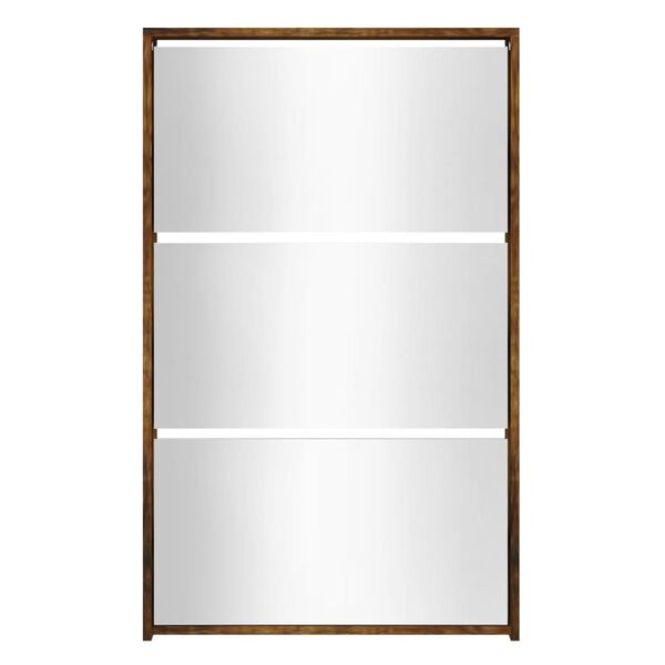 vidaXL Botn&iacute;k so zrkadlom 3-poschodov&yacute; dymov&yacute; dub 63x17x102,5 cm