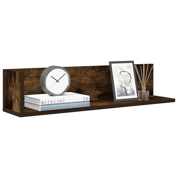 vidaXL Nástenné police 2 ks dymový dub 75x16,5x16,5cm kompozitné drevo