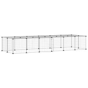 vidaXL 28-panelov&aacute; klietka pre dom&aacute;ce zvierat&aacute; čierna 210x70x35 cm oceľ