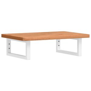 vidaXL Polica pod umývadlo nástenná oceľ a bukový masív