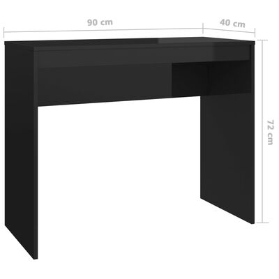 vidaXL Písací stôl, lesklý čierny 90x40x72 cm, kompozitné drevo