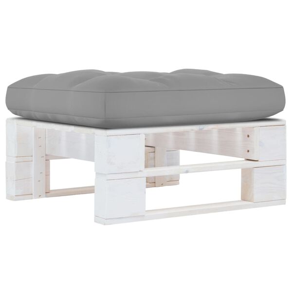 vidaXL Záhradná taburetka z paliet, biela, impregnovaná borovica