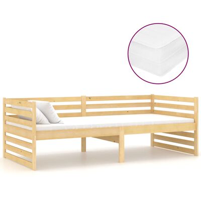 vidaXL Denná posteľ s matracom 90x200 cm, borovicový masív