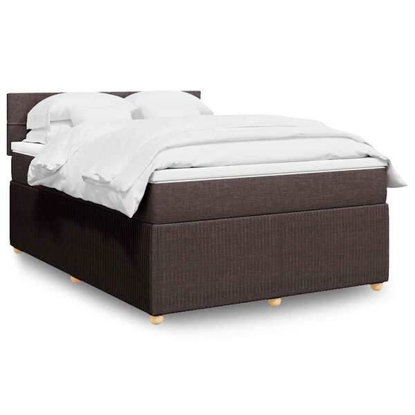 vidaXL Boxspring posteľ s matracom tmavohned&aacute; 140x190 cm l&aacute;tka