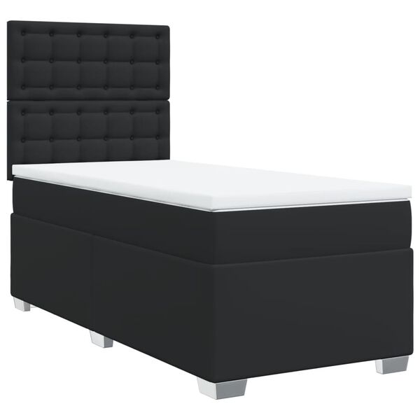 vidaXL Boxspring posteľ s matracom čierna 90x200 cm umel&aacute; koža