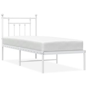 vidaXL Kovov&yacute; r&aacute;m postele bez matraca s čelom biely 75x190cm