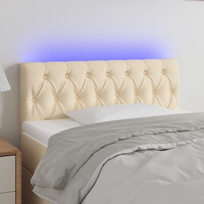 vidaXL Čelo postele s LED krémové 90x7x78/88 cm látka