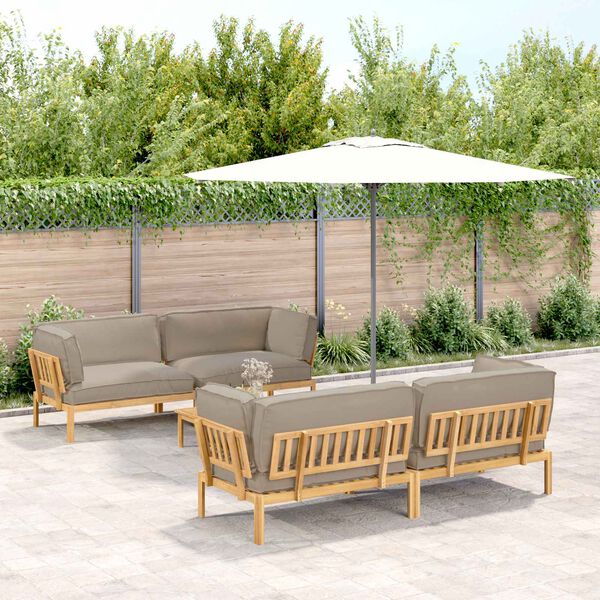 vidaXL Sada pohoviek s vank&uacute;&scaron;om 5 pcs Sivohned&aacute; Pevn&eacute; ak&aacute;ciov&eacute; drevo