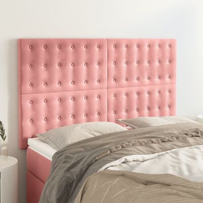 vidaXL Čelá postele 4 ks ružové 72x5x78/88 cm zamat