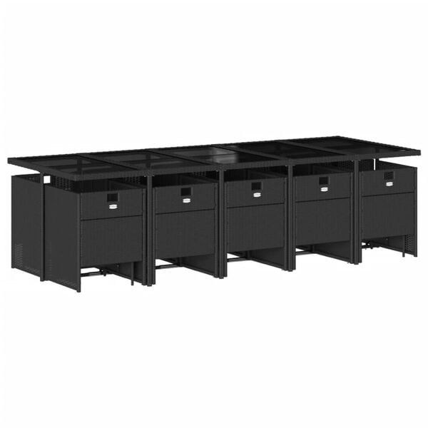 vidaXL 15-dielna záhr. jedálenská súprava s vankúšmi čierna polyratan