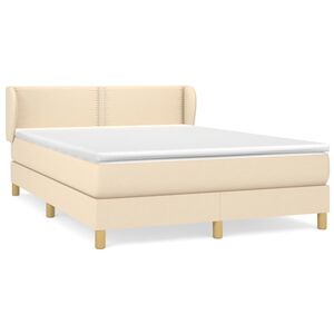 vidaXL Boxspring posteľ s matracom kr&eacute;mov&yacute; 140x190 cm l&aacute;tka