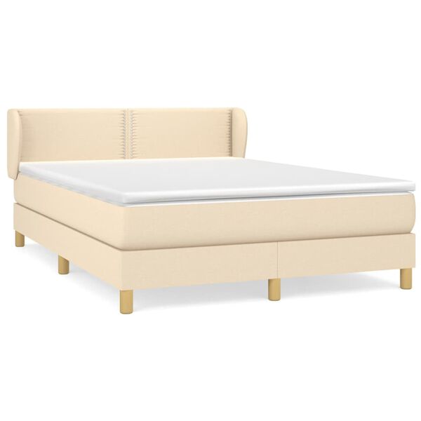 vidaXL Boxspring posteľ s matracom kr&eacute;mov&yacute; 140x190 cm l&aacute;tka