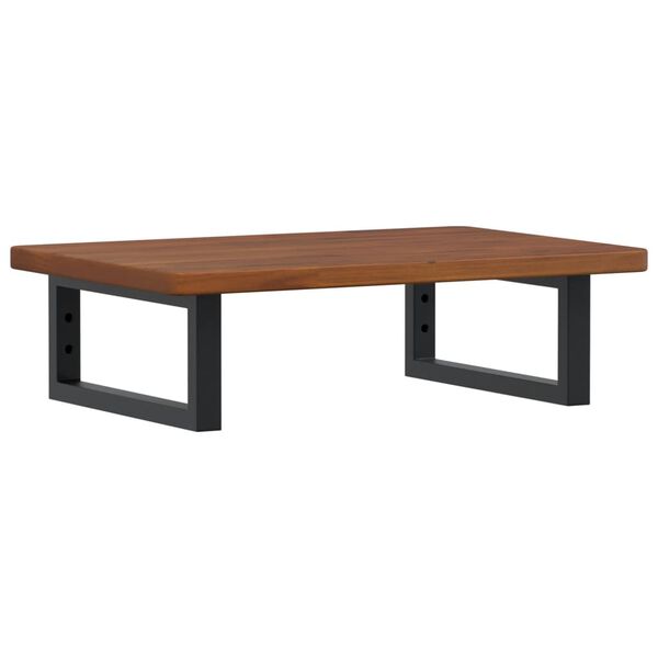 vidaXL Polica pod umývadlo, nástenná, oceľ a dubový masív