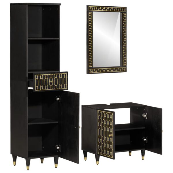 vidaXL 3-dielna súprava kúpeľňového nábytku mangovníkové drevo