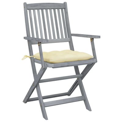 vidaXL Skladacie záhradné stoličky s podložkami 2 ks akáciový masív