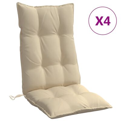 vidaXL Podušky na stoličky s vysokým operadlom 4 ks béžové látka