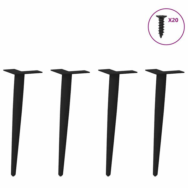 vidaXL Nohy ku konferenčnému stolíku, kužeľovitý tvar, 4 ks, čierne, 42-43 cm, oceľové