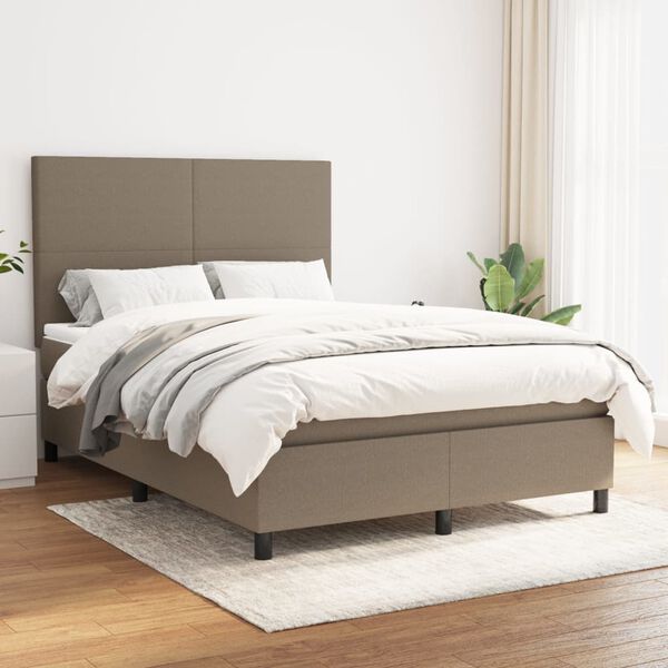 vidaXL Posteľn&yacute; r&aacute;m boxspring s matracom sivohned 140x200 cm l&aacute;tka
