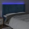 vidaXL Čelo postele s LED tmavomodr&eacute; 163x16x118/128 cm zamat
