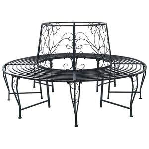vidaXL Stromov&aacute; lavička 8 -miestne &Oslash; 160 x 89 cm steel Čierna Okr&uacute;hly