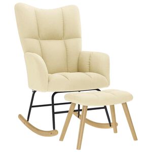 vidaXL Hojdacie kreslo s podnožkou kr&eacute;mov&eacute; l&aacute;tka