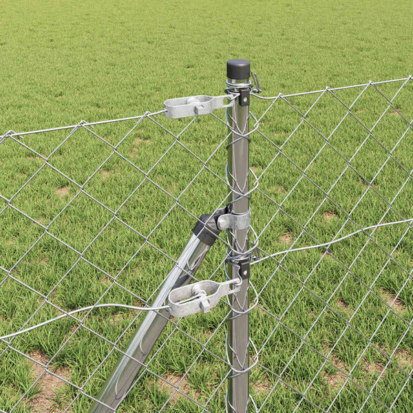 vidaXL Stĺp na plot. Strieborn&aacute; 10 x 0,4 m (60 x 60 mm sieť) Oceľ