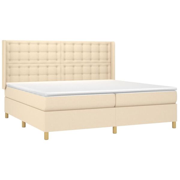 vidaXL Boxspring posteľ s matracom kr&eacute;mov&aacute; 200x200 cm l&aacute;tka