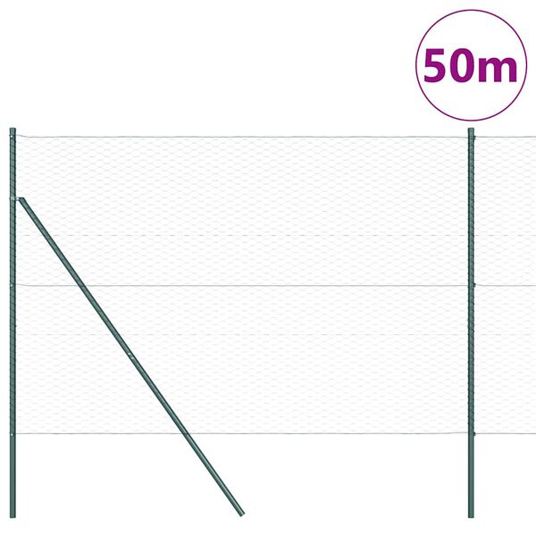 vidaXL Stĺp na plot. Zelen&aacute; 50 x 1,6 m (36 mm pletivo) Ocel a PVC