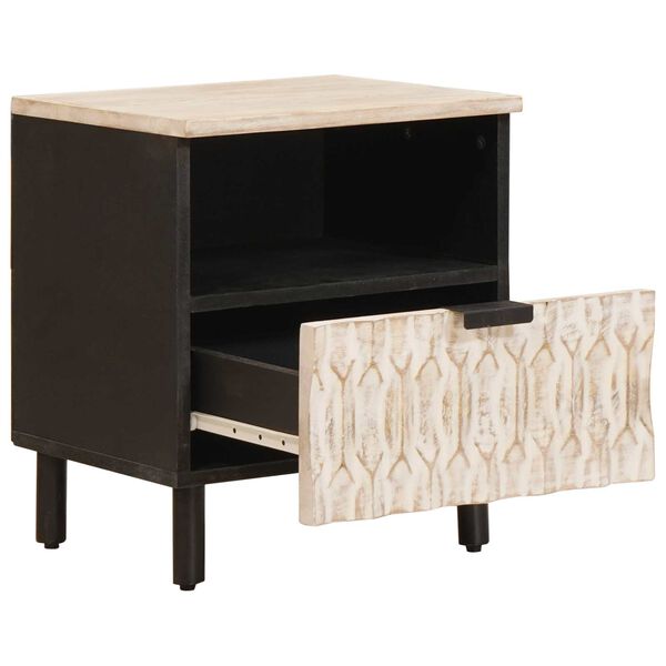 vidaXL Nočn&yacute; stol&iacute;k Biela 40 x 33 x 46 cm Mas&iacute;vne mango drevo