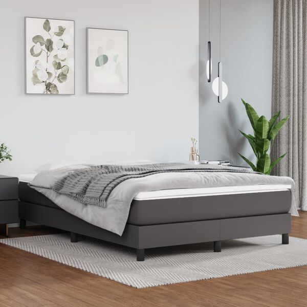 vidaXL Boxspring posteľ s matracom sivá 140x200 cm umelá koža