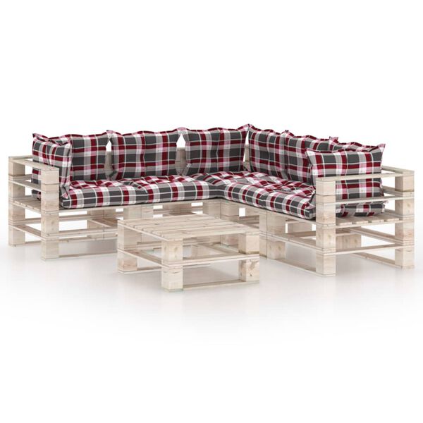 vidaXL 6-dielna z&aacute;hradn&eacute; paletov&aacute; sedacia s&uacute;prava s vank&uacute;&scaron;mi borovica